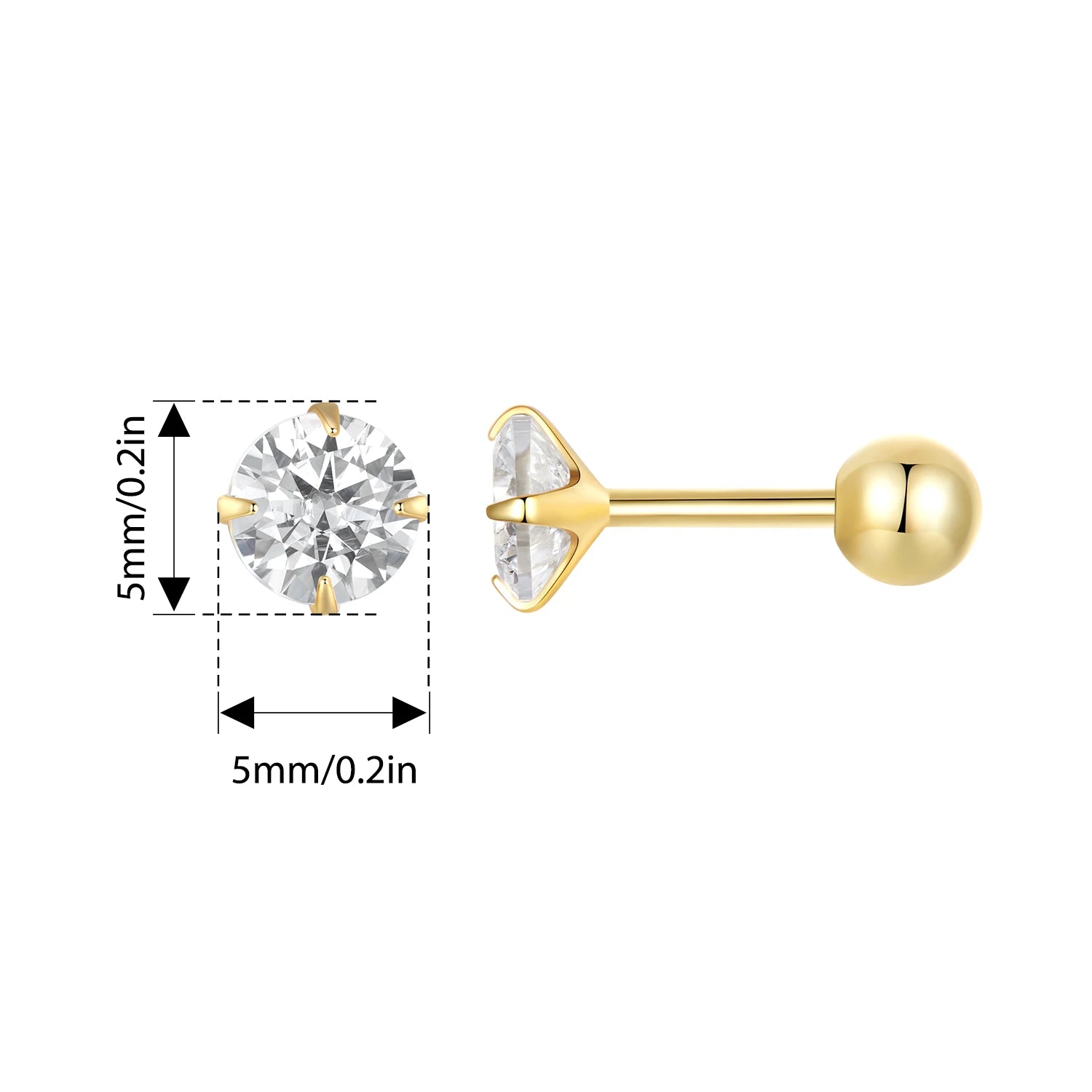 Orecchini Punto Luce in Argento Sterling 925 con Placcatura in Oro