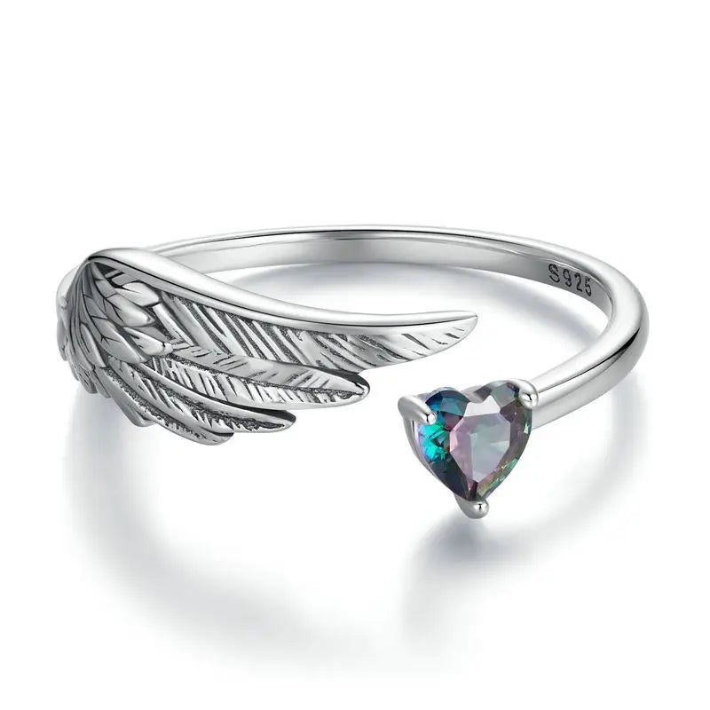 Anello Wings of Love – Argento Sterling 925 con cristallo a forma di cuore
