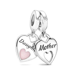 Mother & Daughter Heart Pendant - My Life Charm in 925 Sterling Silver