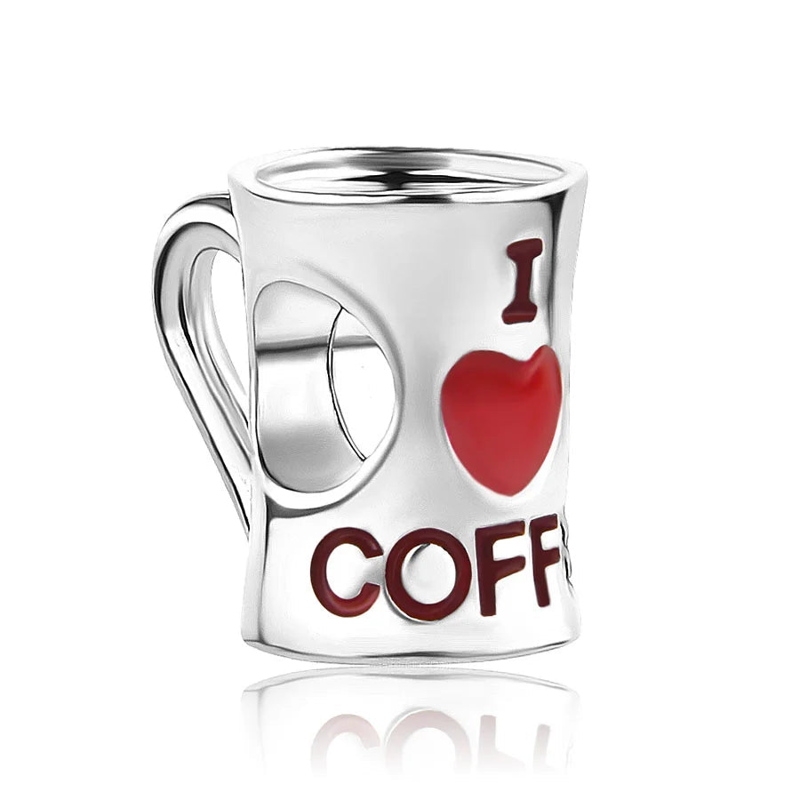 I Love Coffee - My Life Charm in 925 Sterling Silver