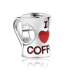 I Love Coffee - My Life Charm in 925 Sterling Silver