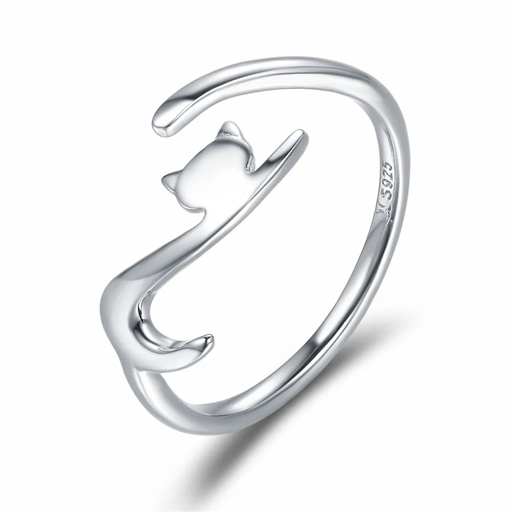 Anello Gatto in Movimento in Argento Sterling 925