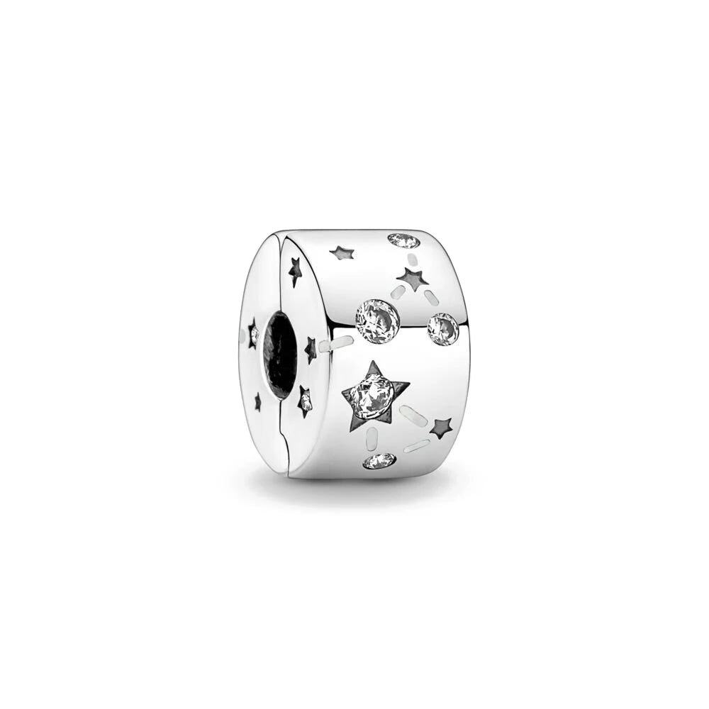 Ciondolo My Life in argento Sterling 925 - Clip di sicurezza con stelle celesti 