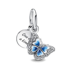 Ciondolo My Life in argento Sterling 925 - Ciondolo a forma di farfalla blu - Pezzo unico 