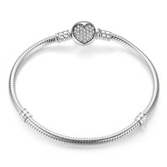 Bracciale a forma di cuore di cristallo in argento sterling 925