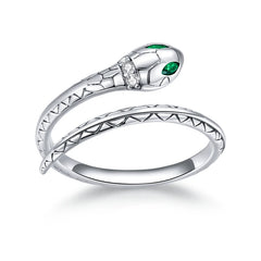 Elegante anello a forma di serpente in argento sterling 925
