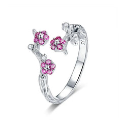 Anello con fiore di ciliegio in argento sterling 925