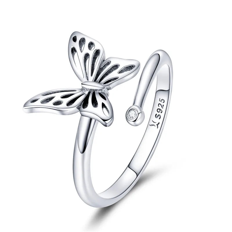 Anello a farfalla pieno di sentimento in argento sterling 925
