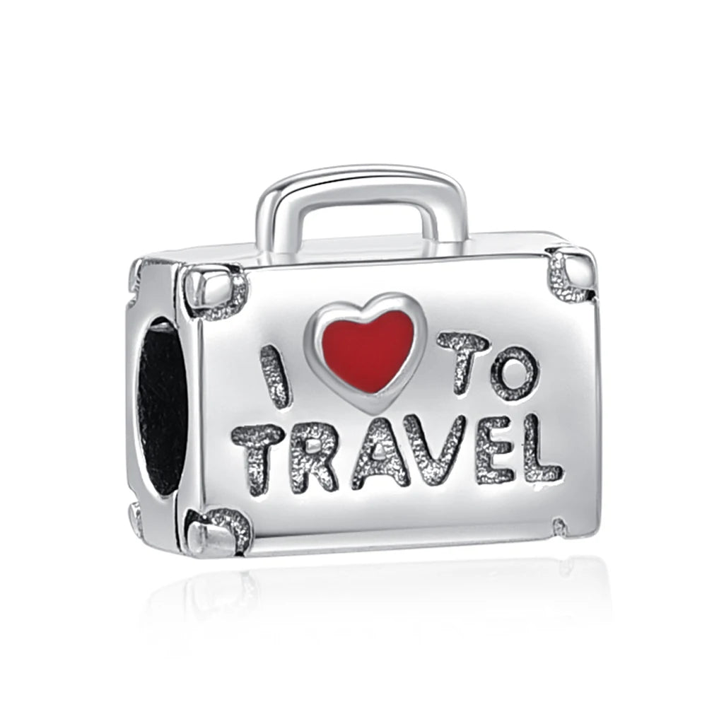 Ciondolo My Life in argento Sterling 925 - Amo viaggiare in valigia 