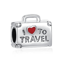 Ciondolo My Life in argento Sterling 925 - Amo viaggiare in valigia 