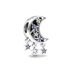 Moon and Dangling Stars - My Life Charm in 925 Sterling Silver