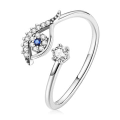 Anello protettivo per gli occhi in argento Sterling 925 con zirconi blu e bianchi