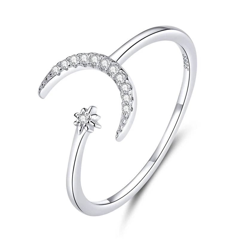 Anello Luna e Stella in argento Sterling 925