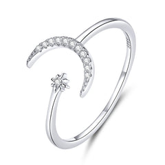 Anello Luna e Stella in argento Sterling 925