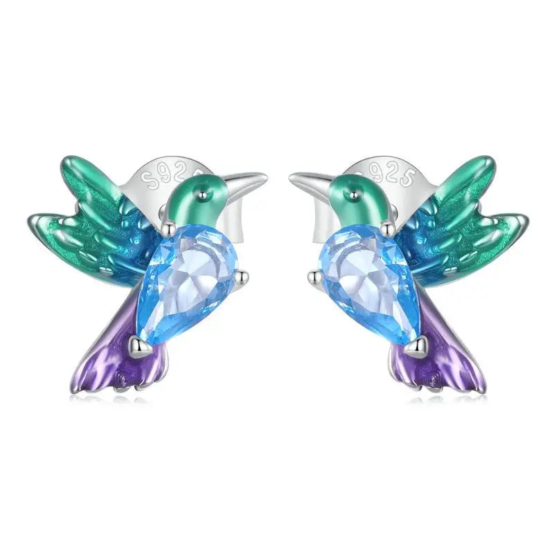 Orecchini a lucernario con colibrì in argento sterling 925