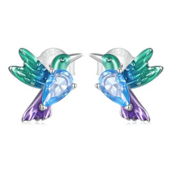 Orecchini a lucernario con colibrì in argento sterling 925