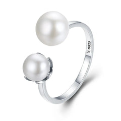 Anello con doppia perla in argento sterling 925