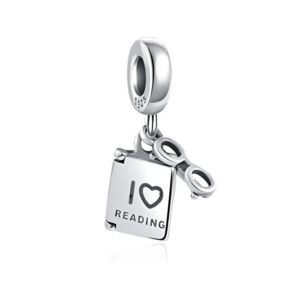 Ciondolo My Life in argento sterling 925 - Amo leggere 