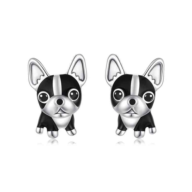 Orecchini Frenchie Love in argento sterling 925 con smalto