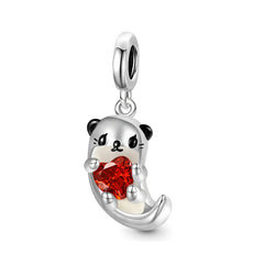 Ciondolo My Life in argento Sterling 925 - Lontra con ciondolo a cuore 