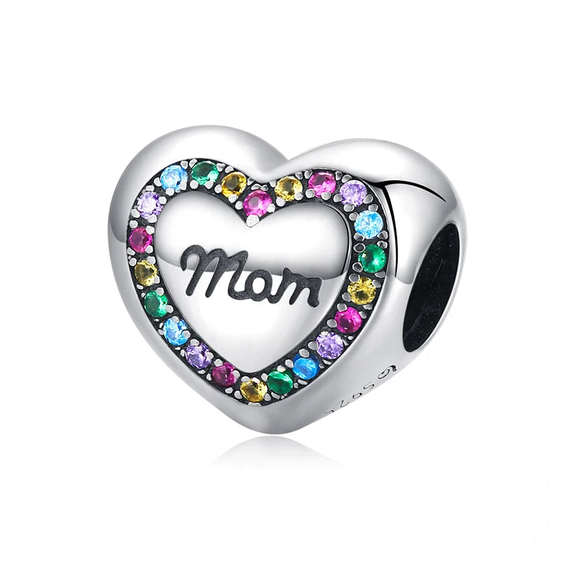 Charm My Life in 925 Silver - Rainbow Heart Mom