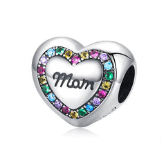 Charm My Life in 925 Silver - Rainbow Heart Mom