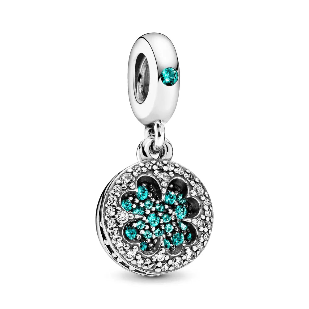 Ciondolo My Life in argento sterling 925 - Ciondolo a forma di trifoglio scintillante 
