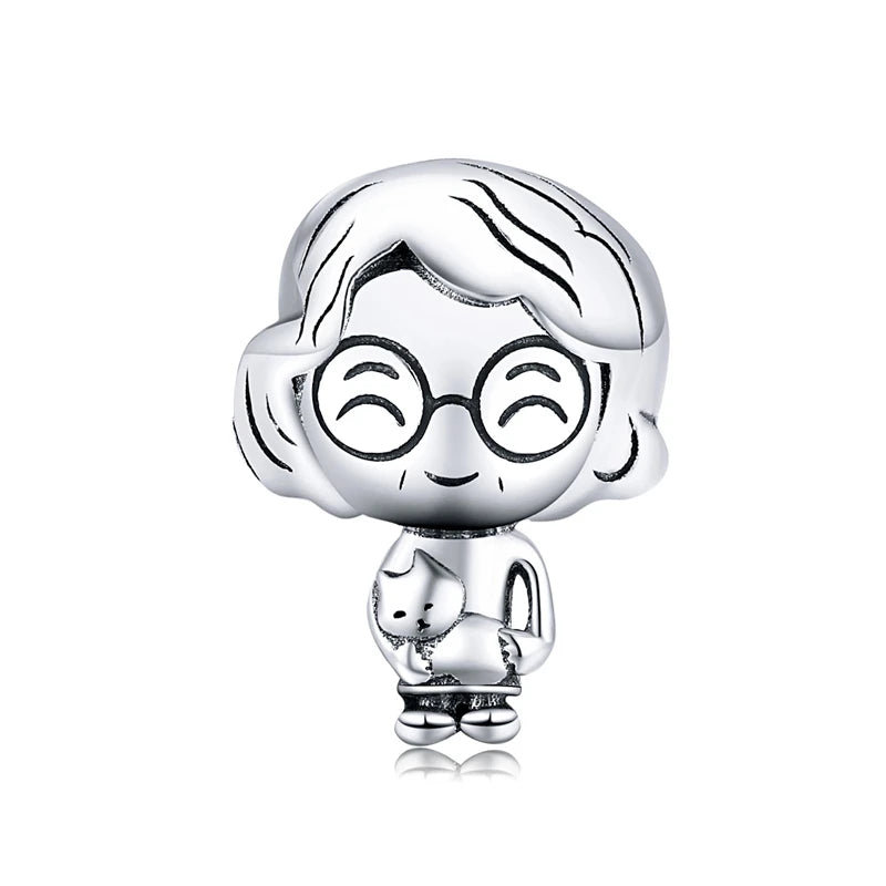 Charm My Life in 925 Silver - Grandma’s Heart & Cat