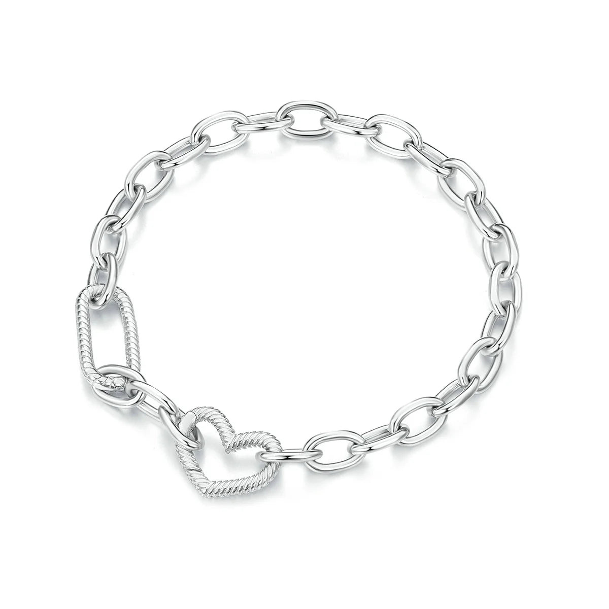 Herz-Gliederkettenarmband aus 925er Sterlingsilber