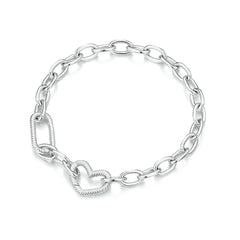 Herz-Gliederkettenarmband aus 925er Sterlingsilber