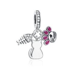 Cat Love Trio Pendant - My Life Charm in 925 Sterling Silver
