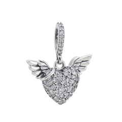 Ciondolo My Life in argento sterling 925 - Ciondolo a forma di cuore con ali d'angelo 