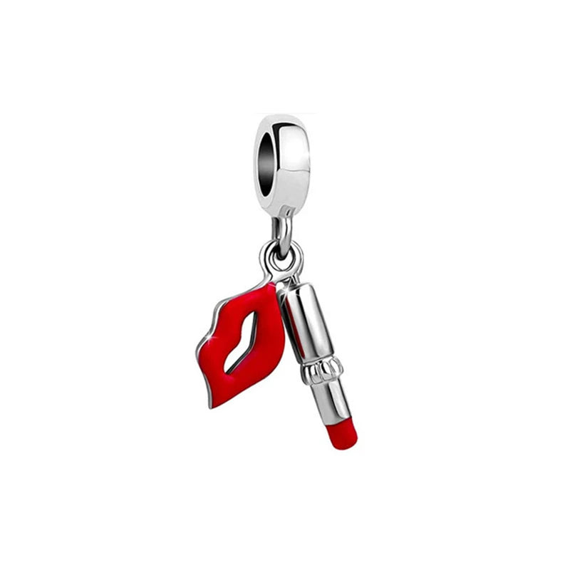 Red Kiss & Lipstick Pendant - My Life Charm in 925 Sterling Silver