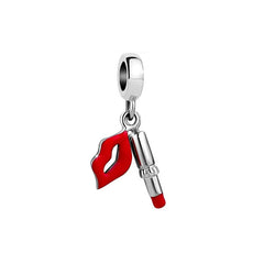 Red Kiss & Lipstick Pendant - My Life Charm in 925 Sterling Silver