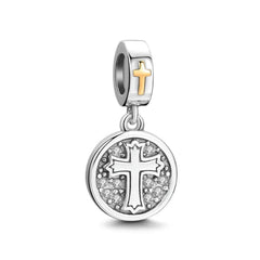 Ciondolo My Life in argento sterling 925 - Ciondolo con medaglione a croce della fede 
