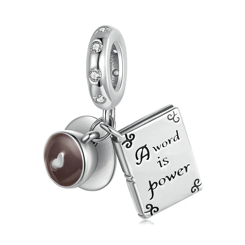 Charm My Life in 925 Silver - Words & Coffee Pendant