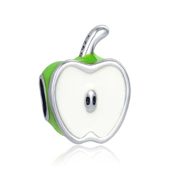Green Apple Core Charm - My Life Pendant in 925 Sterling Silver