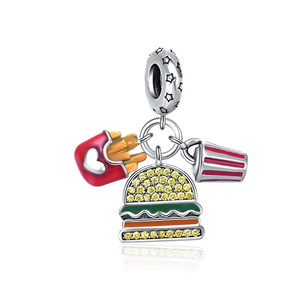 Burger Combo Pendant - My Life Charm in 925 Sterling Silver