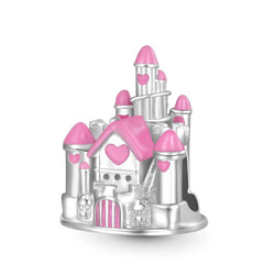 Pink Heart Castle Charm - My Life Pendant in 925 Sterling Silver