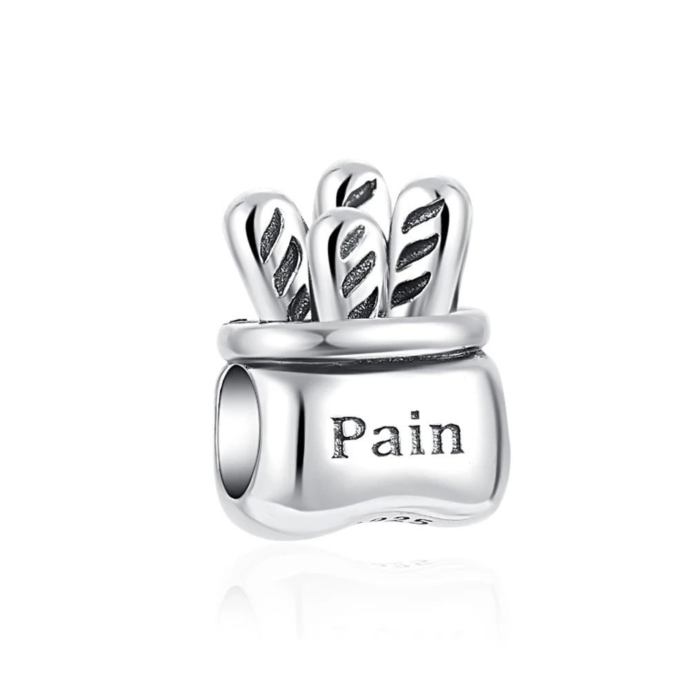 French Baguette Charm - My Life Pendant in 925 Sterling Silver