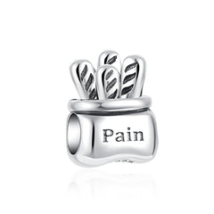 French Baguette Charm - My Life Pendant in 925 Sterling Silver