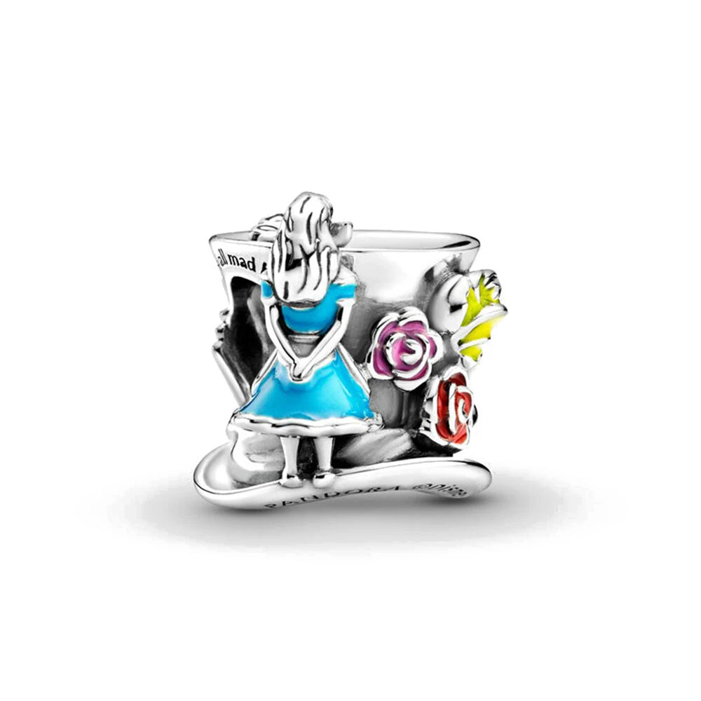 Alice on the Mad Hatter’s Hat Charm - My Life Pendant in 925 Sterling Silver