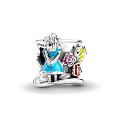 Alice on the Mad Hatter’s Hat Charm - My Life Pendant in 925 Sterling Silver