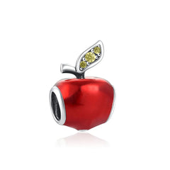 Red Apple Sparkle Charm - My Life Pendant in 925 Sterling Silver