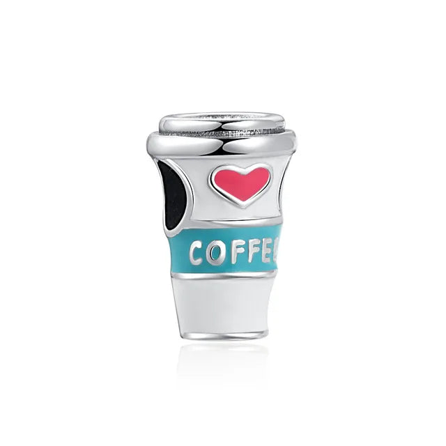 Coffee Lover Charm - My Life Pendant in 925 Sterling Silver