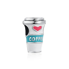 Coffee Lover Charm - My Life Pendant in 925 Sterling Silver