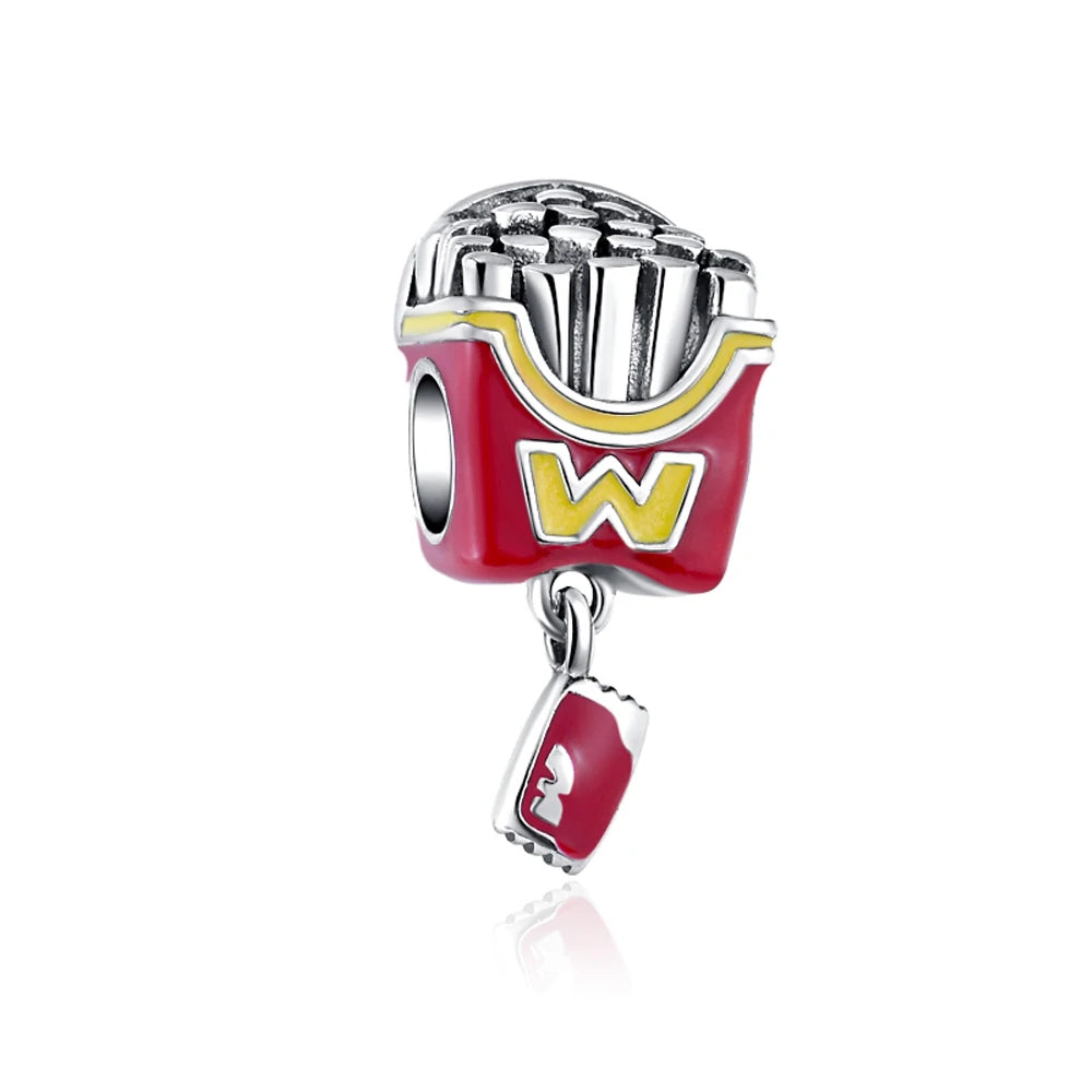 French Fries Charm - My Life Pendant in 925 Sterling Silver