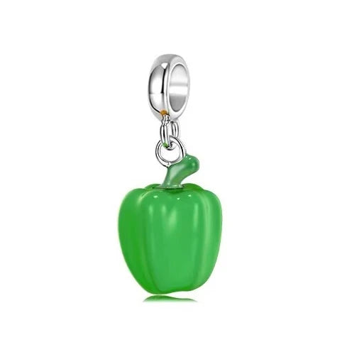 Green Bell Pepper Pendant - My Life Charm in 925 Sterling Silver
