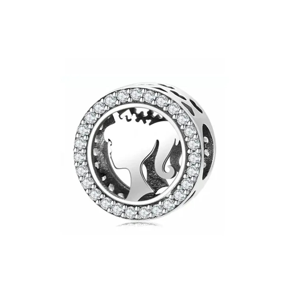 Barbie Crowned Silhouette Charm - My Life Pendant in 925 Sterling Silver