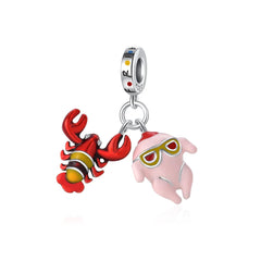 Friends Lobster & Turkey Pendant - My Life Charm in 925 Sterling Silver
